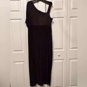 One Shoulder Short Sleeve Overlay Jumpsuit. Black. Size 20W. NWOT